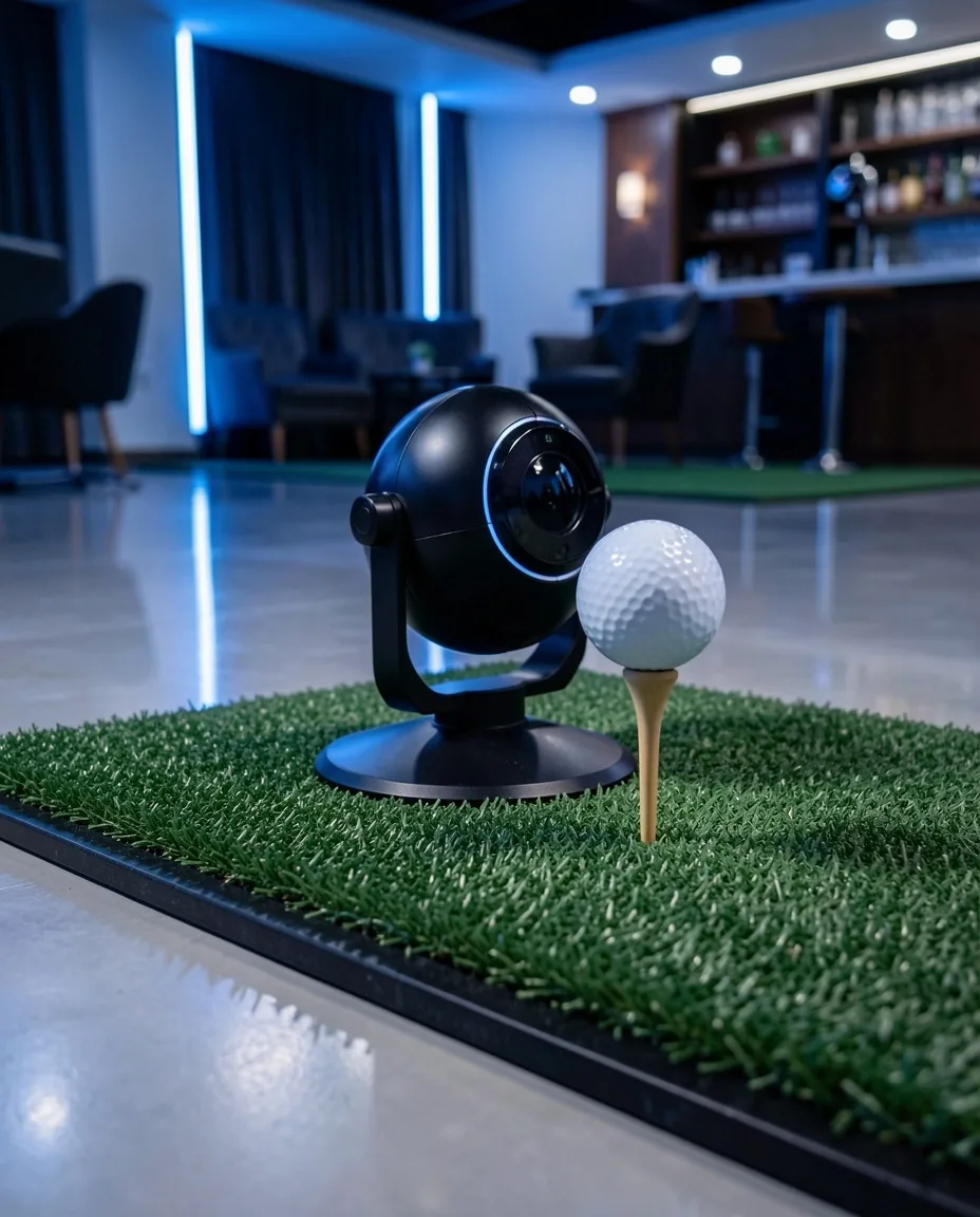 System Trackman do analizy trajektorii piłki golfowej w studiu Royal Ambers